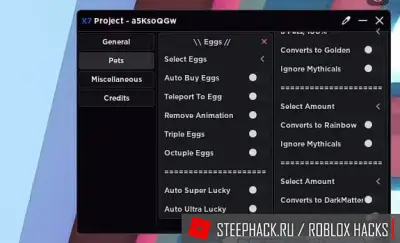 Чит роблокс Pet Simulator X - x7 project: Auto Open Eggs, Ignore Rarities